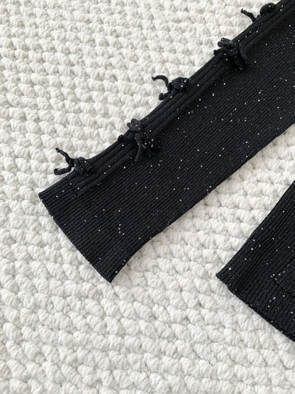 CHANE Silver Bow Knit Cardigan