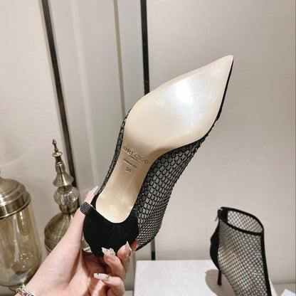 W204 Autumn/Winter Lace Rhinestone High-Heeled Boots