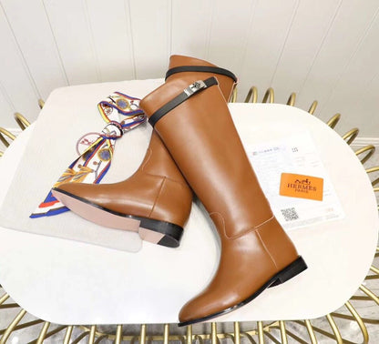Hermes Kelly Classic Riding Boots – Premium Cowhide & Suede