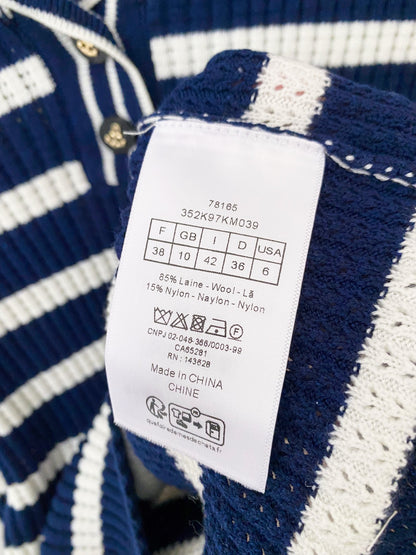 Dior 2025 Two-Tone Navy Collar Long Sleeve Top