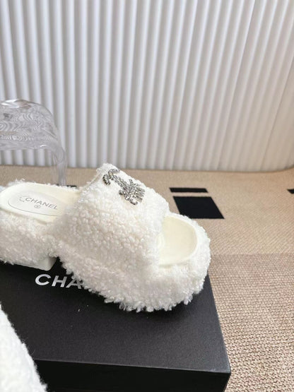 CHANEL 2025 Rhinestone Platform Slingback Sandals