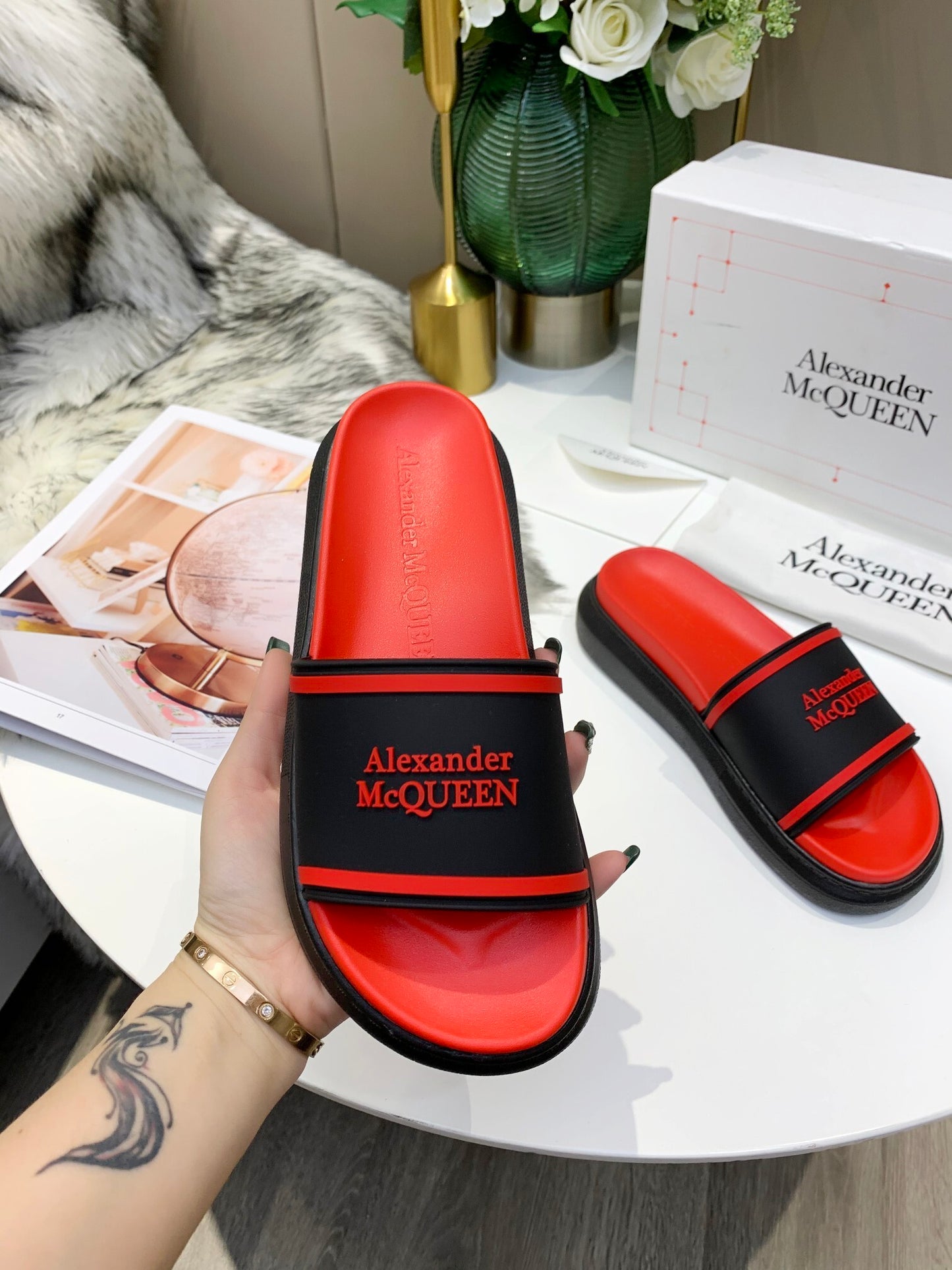 McQueen Classic Pattern Flat Slippers