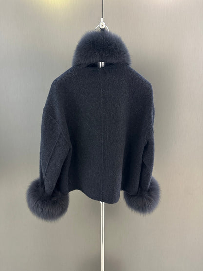 Elegant Fox Fur Coat with Matching Scarf