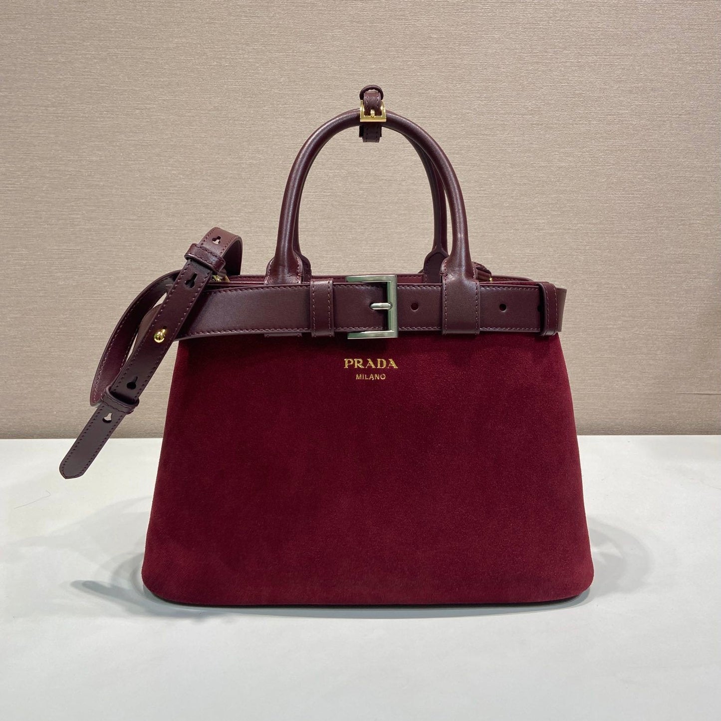 Prada Medium Buckle Tote Bag – Red Leather Luxury Tote