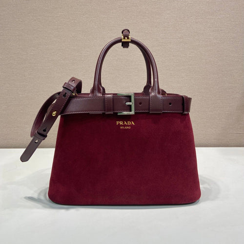Prada Medium Buckle Tote Bag – Red Leather Luxury Tote