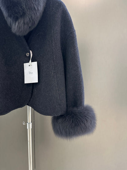 Elegant Fox Fur Coat with Matching Scarf