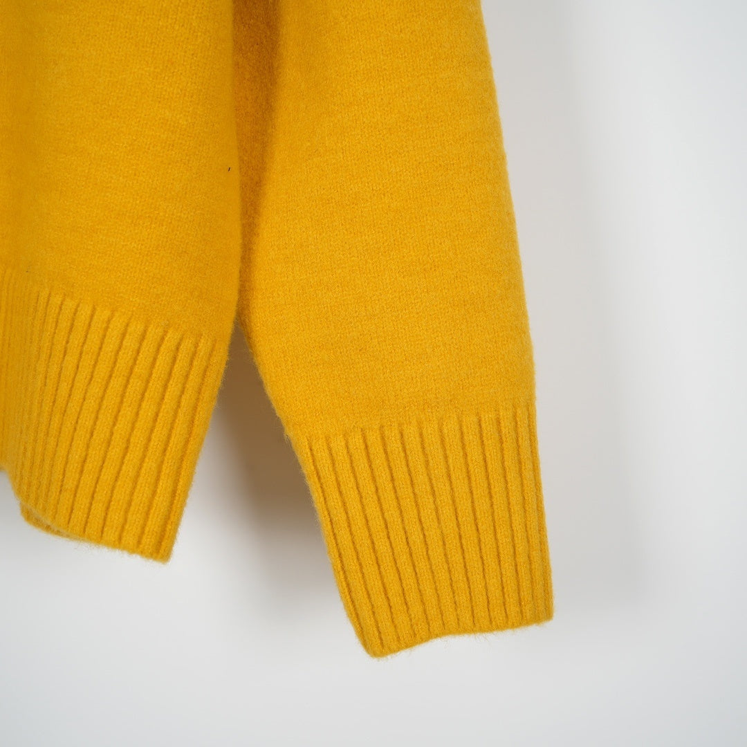 Ami Alpaca Wool White Heart Crewneck Sweater Unisex