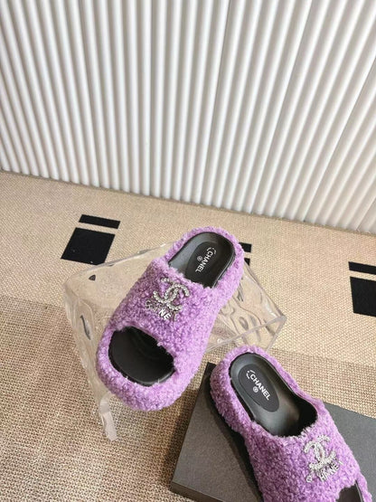 CHANEL 2025 Rhinestone Platform Slingback Sandals