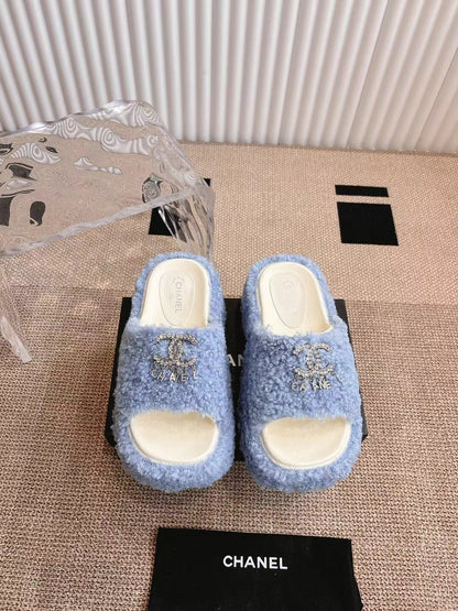 CHANEL 2025 Rhinestone Platform Slingback Sandals