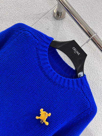 Winter Klein Blue Safety Pin Knit Sweater Soft Cloud