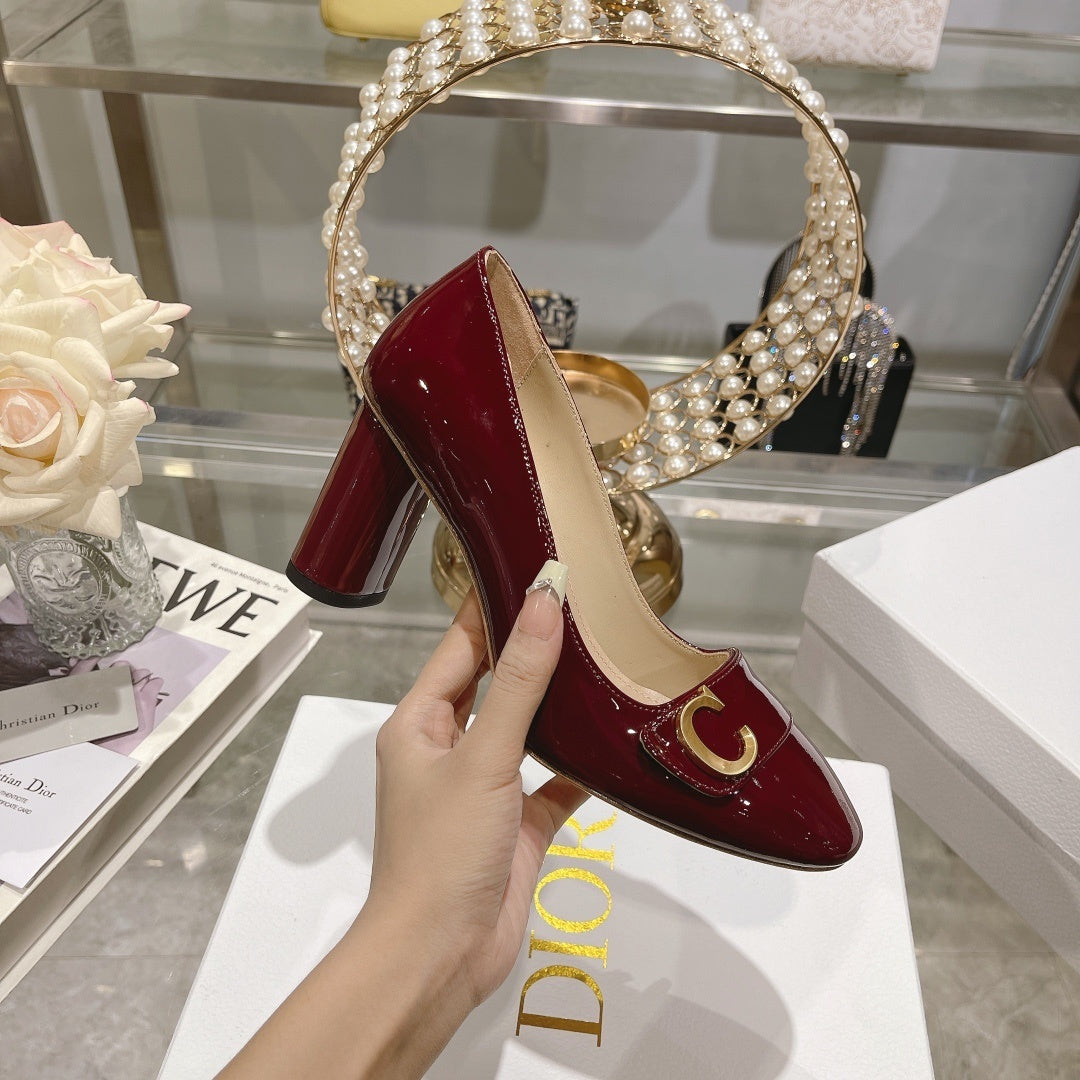 Dior W184 D2023 Women's Chunky Heel Square Toe Shoes