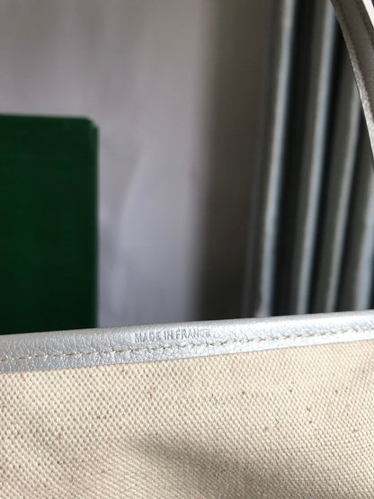 Goyard St. Louis GM Metallic Silver Goyardine Tote Bag