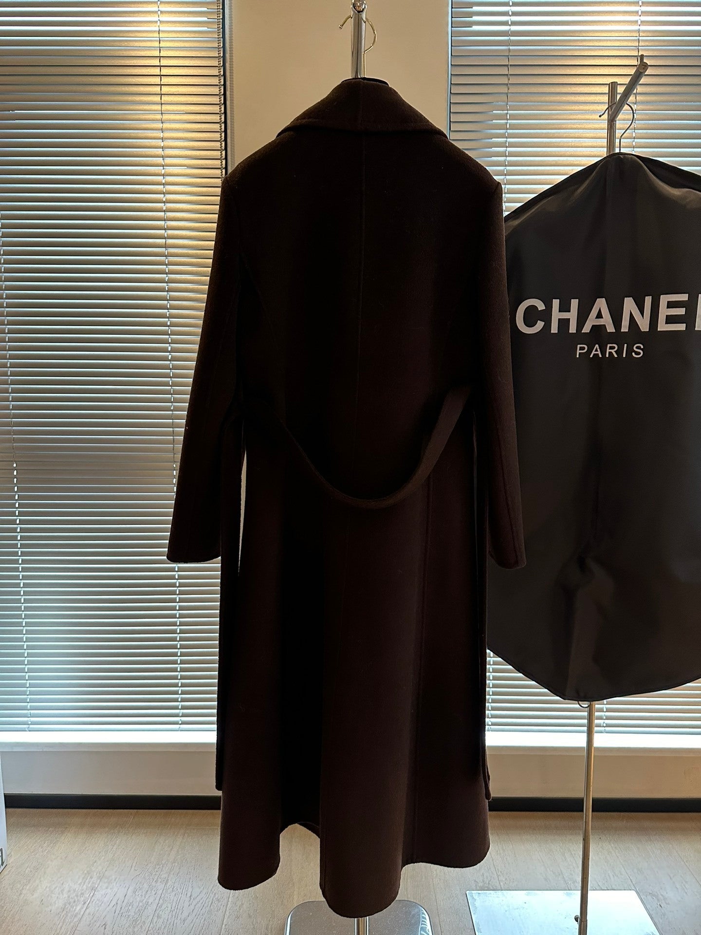 Chanel Dark Brown/Black Wool Double-Breasted Coat