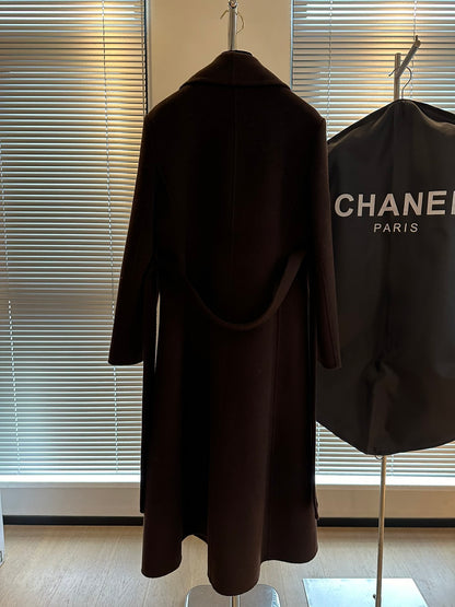 Chanel Dark Brown/Black Wool Double-Breasted Coat