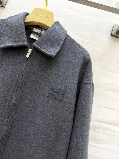 Double-Faced Wool Jacket Retro Preppy Elegance