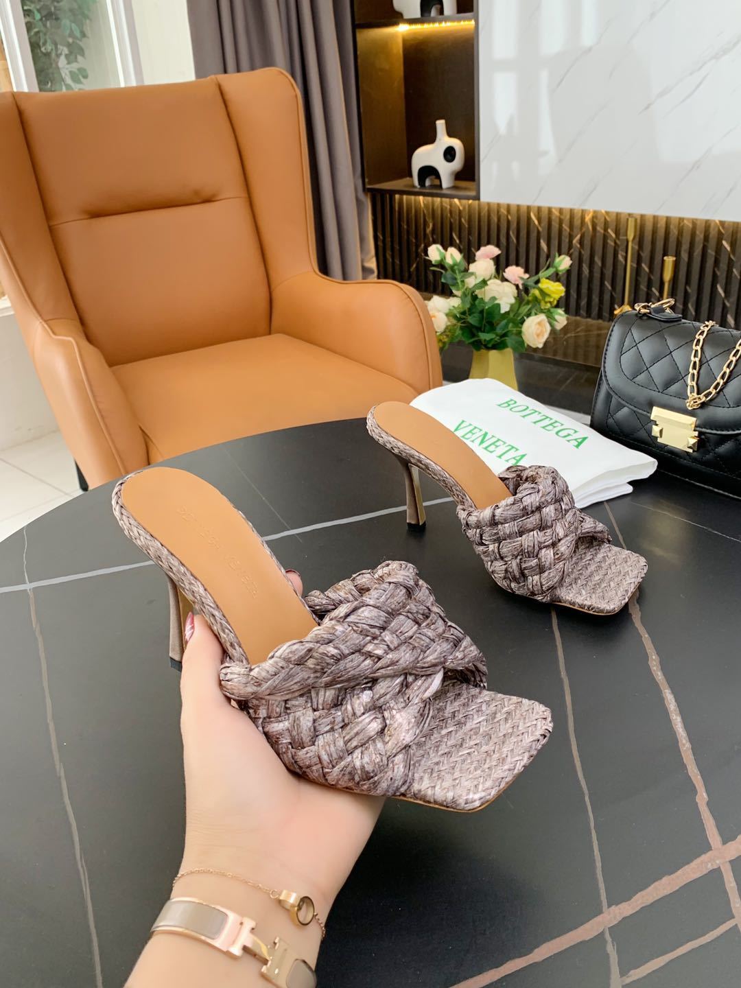 Genuine Leather Women’s Woven Slippers