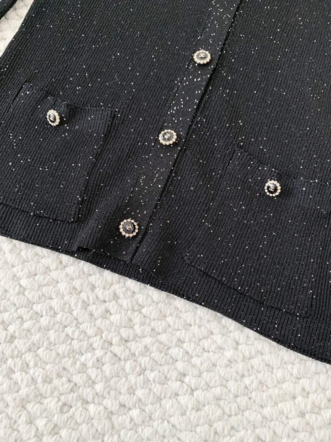 CHANE Silver Bow Knit Cardigan