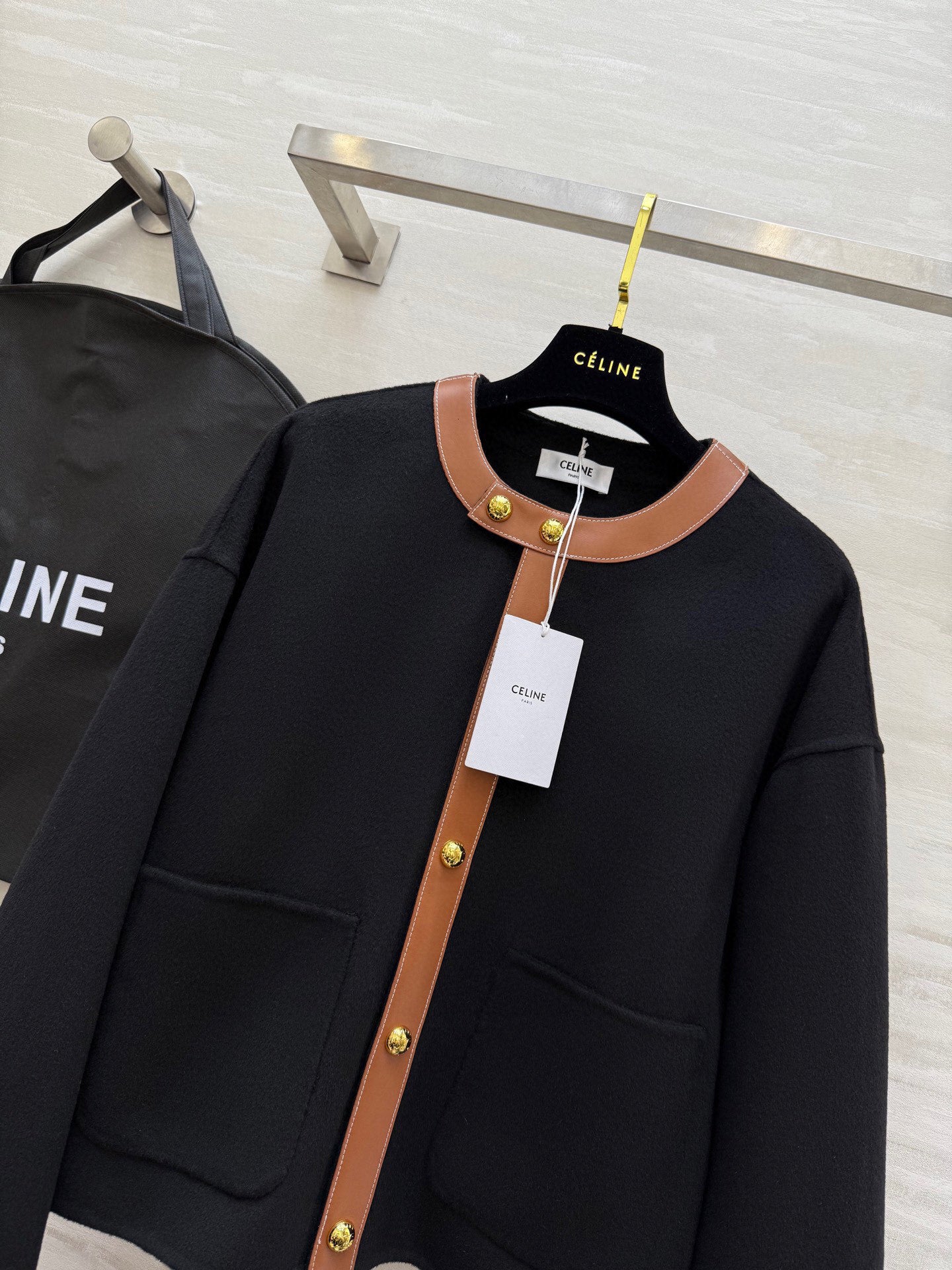 Winter Gold-Button Arc de Triomphe Wool Coat