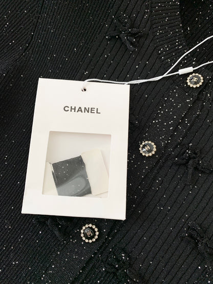 CHANE Silver Bow Knit Cardigan
