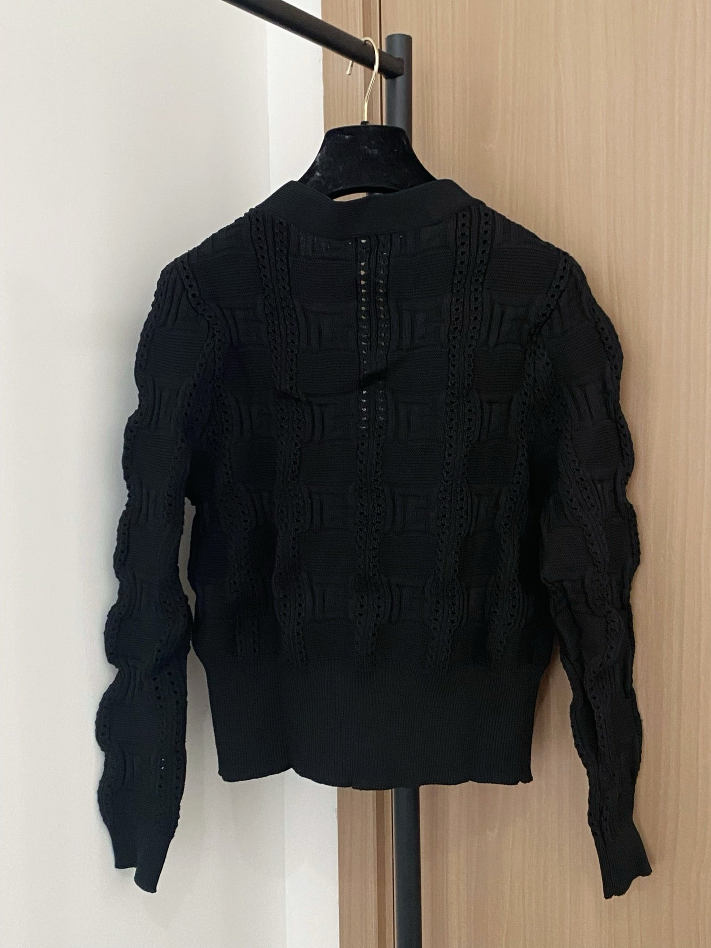 New Two-Tone Cardigan with Hand-Stitched Button