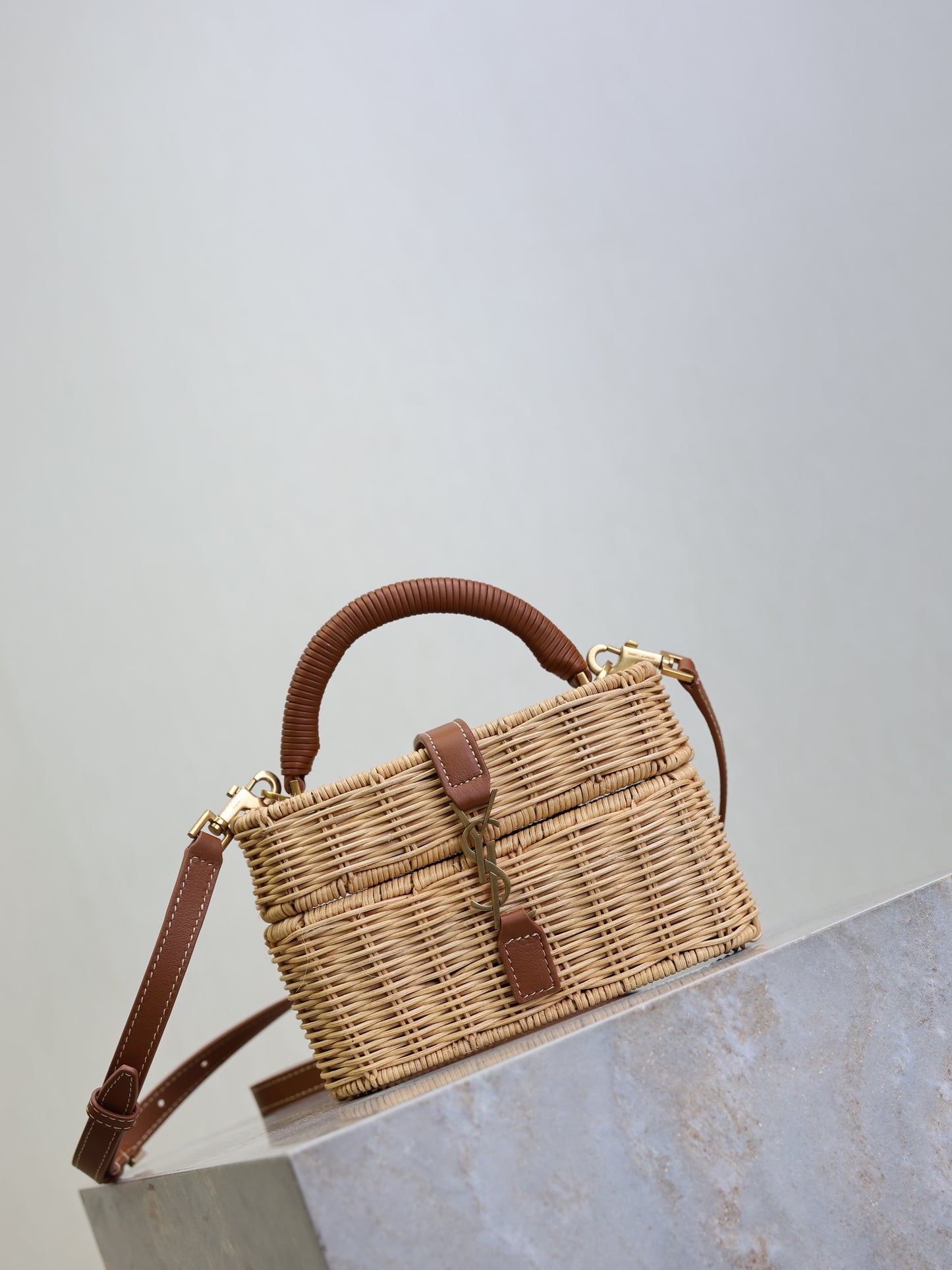 Saint Laurent YSL Vanity Bag in Raffia Wicker