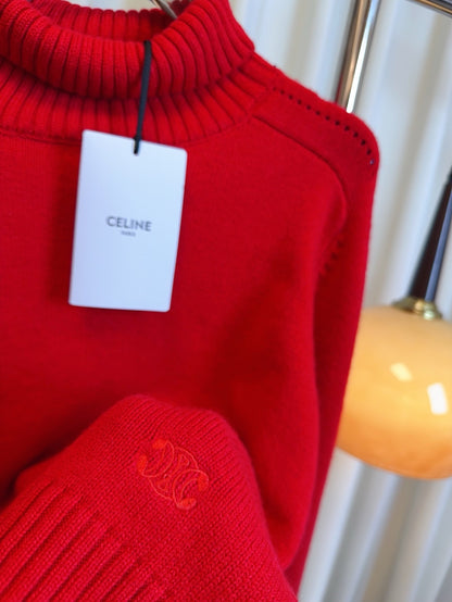 Winter Embroidered Arc de Triomphe Wool Turtleneck