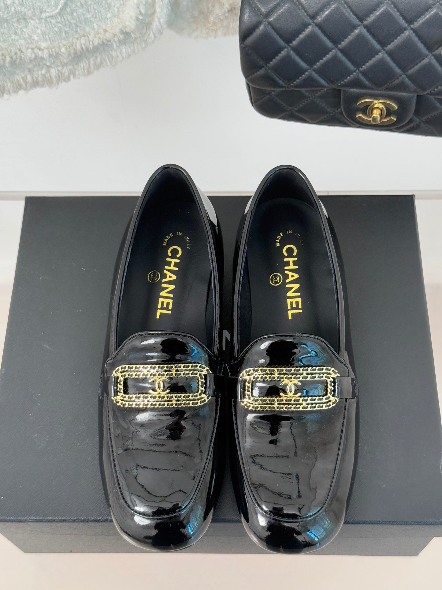 CHANEL 25C Double C Chain Buckle Chunky Heel Loafers