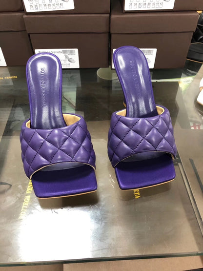 BV Women’s 2020 Spring Embroidered Sheepskin High-Heeled Slippers