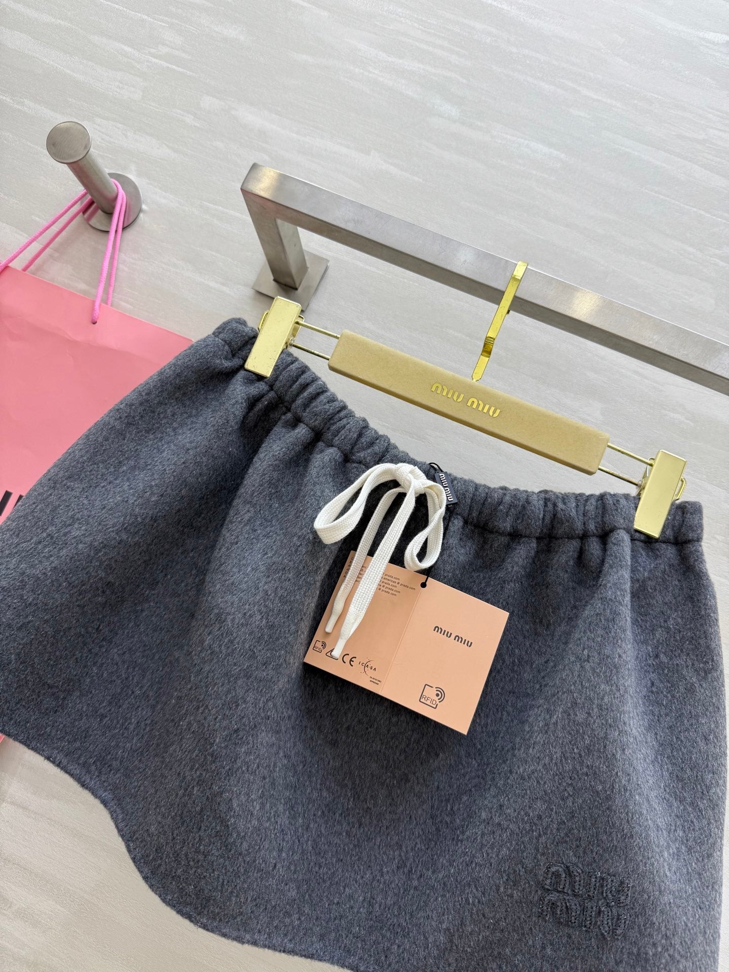 Miu Double-Faced Wool Midi Skirt