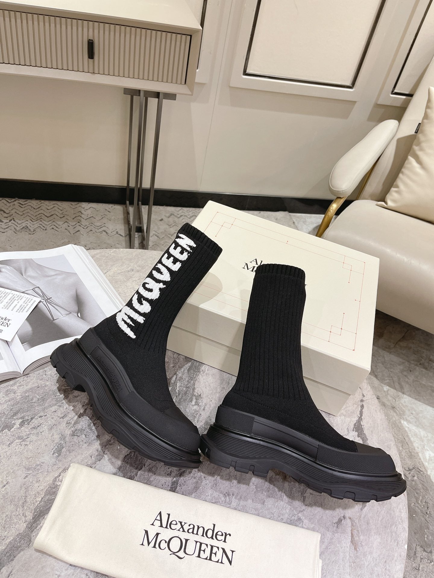 McQueen Graffiti Tread Slick Boots