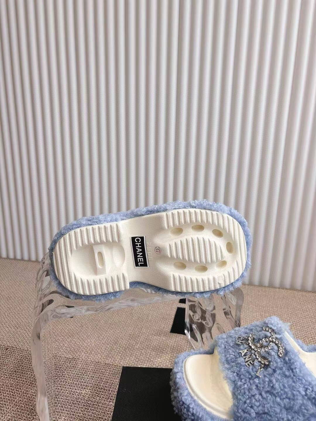 CHANEL 2025 Rhinestone Platform Slingback Sandals