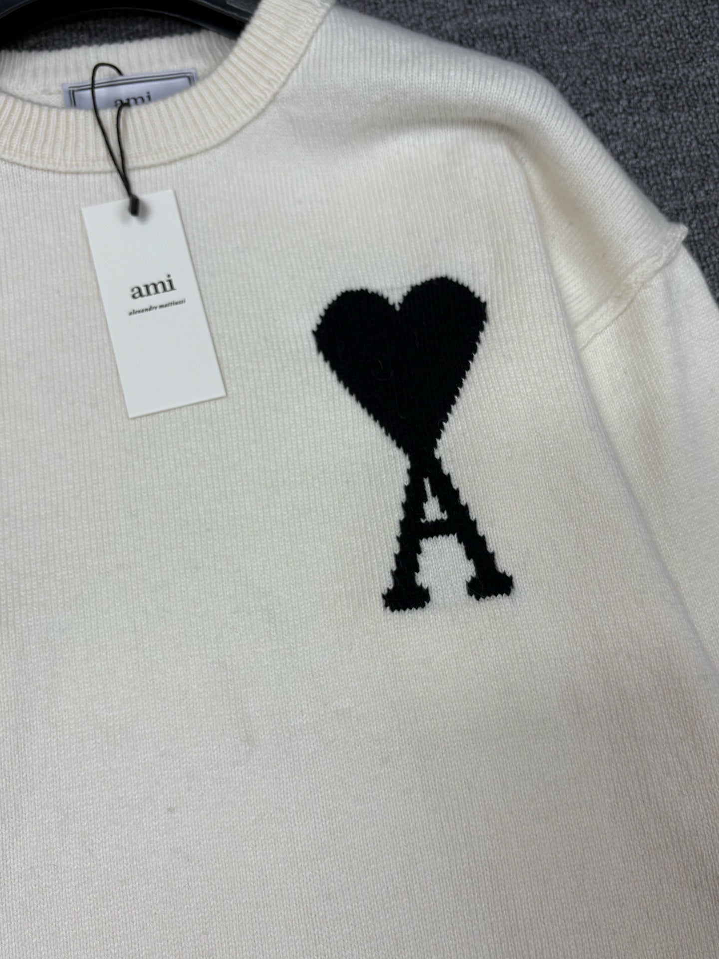 Winter Knit Crew Neck Pullover Heart & Letter A Jacquard