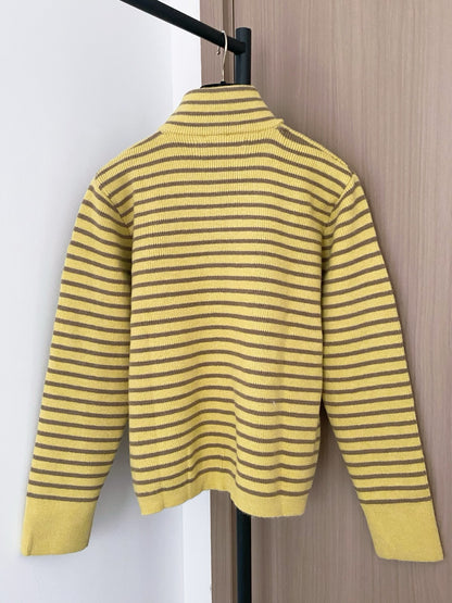 Striped Tricolor Cardigan Logo Embellished Stylish