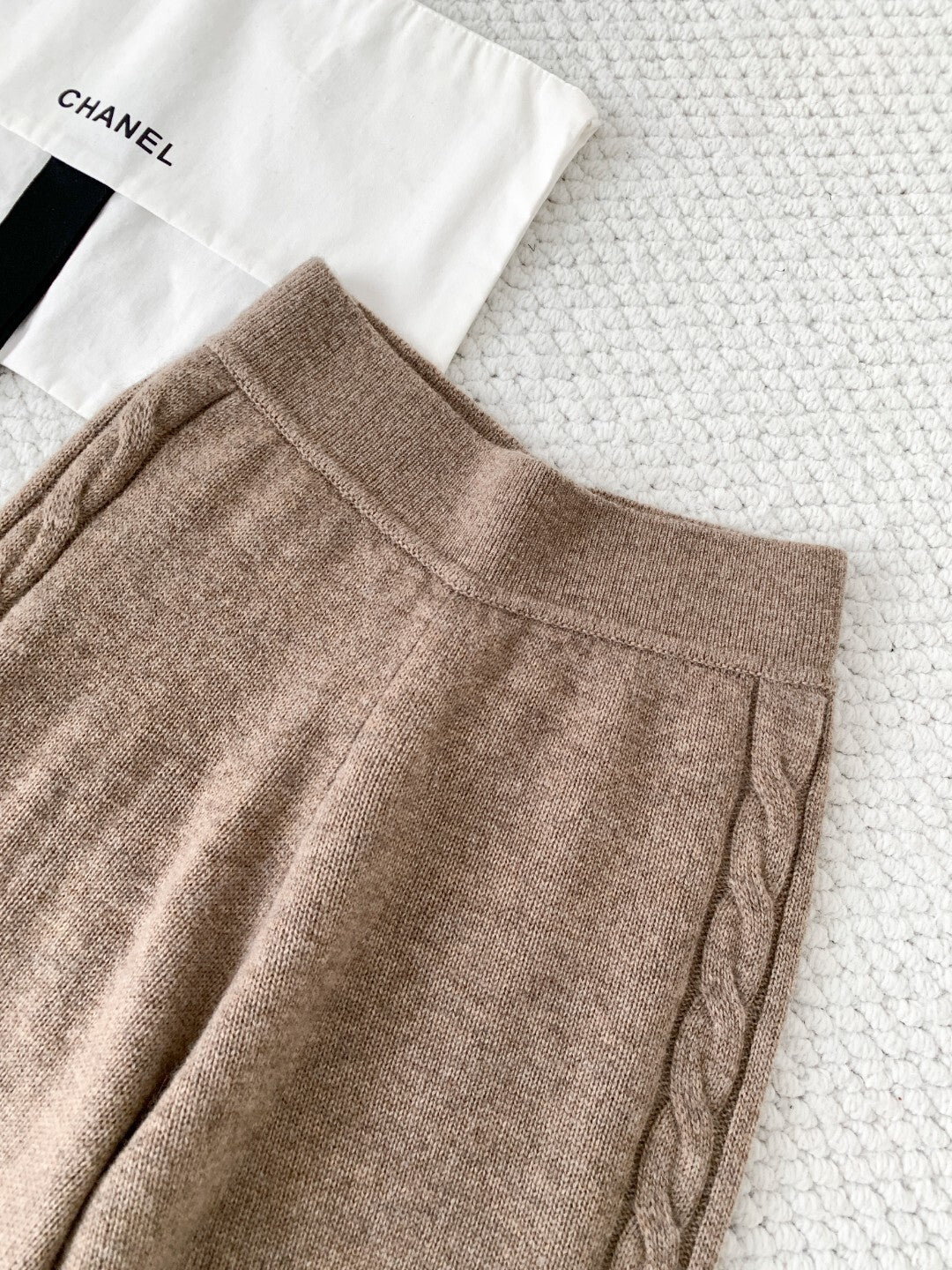 Camel Cable Knit Coarsehair Pants