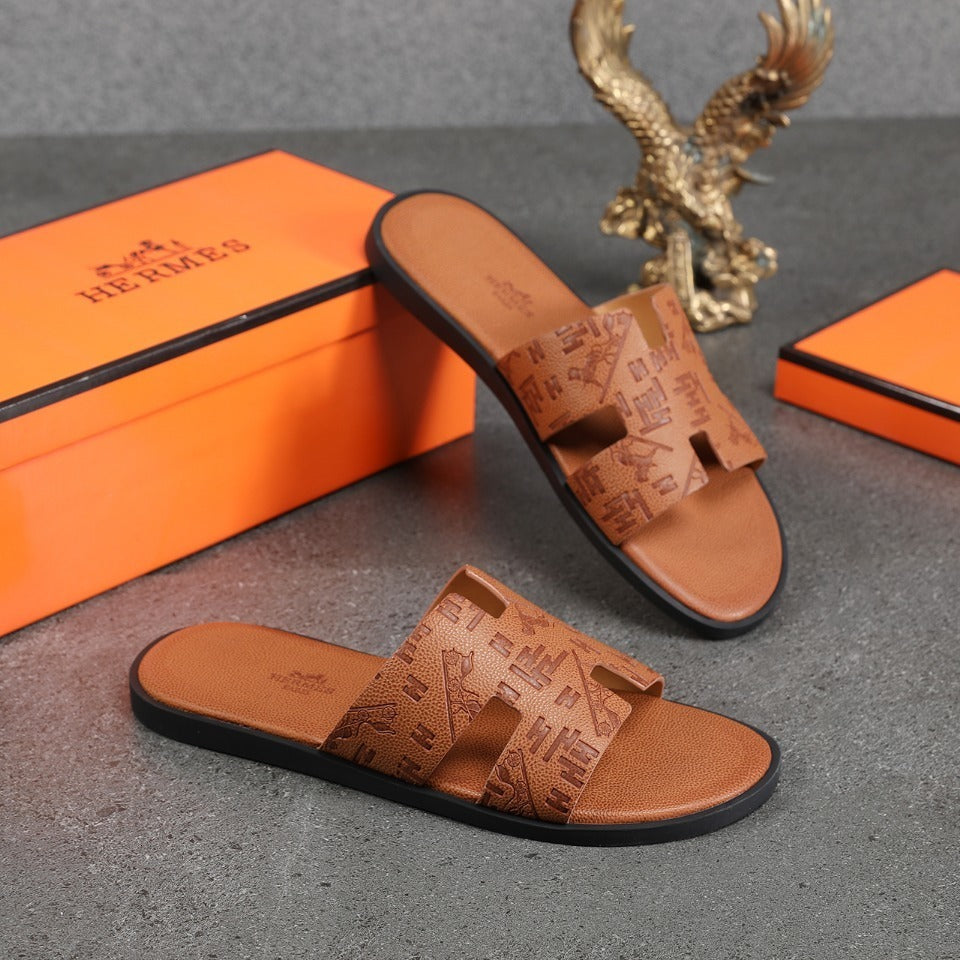 Hermès ORA Colorful Leather H Slippers