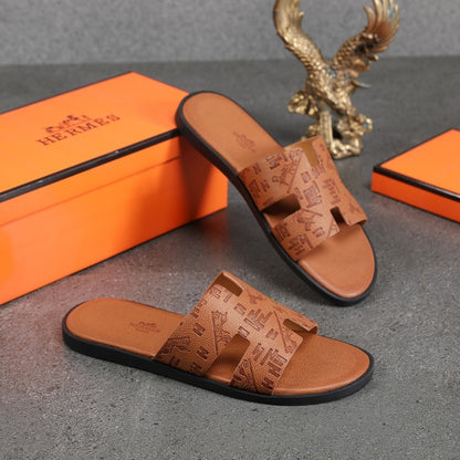 Hermès ORA Colorful Leather H Slippers