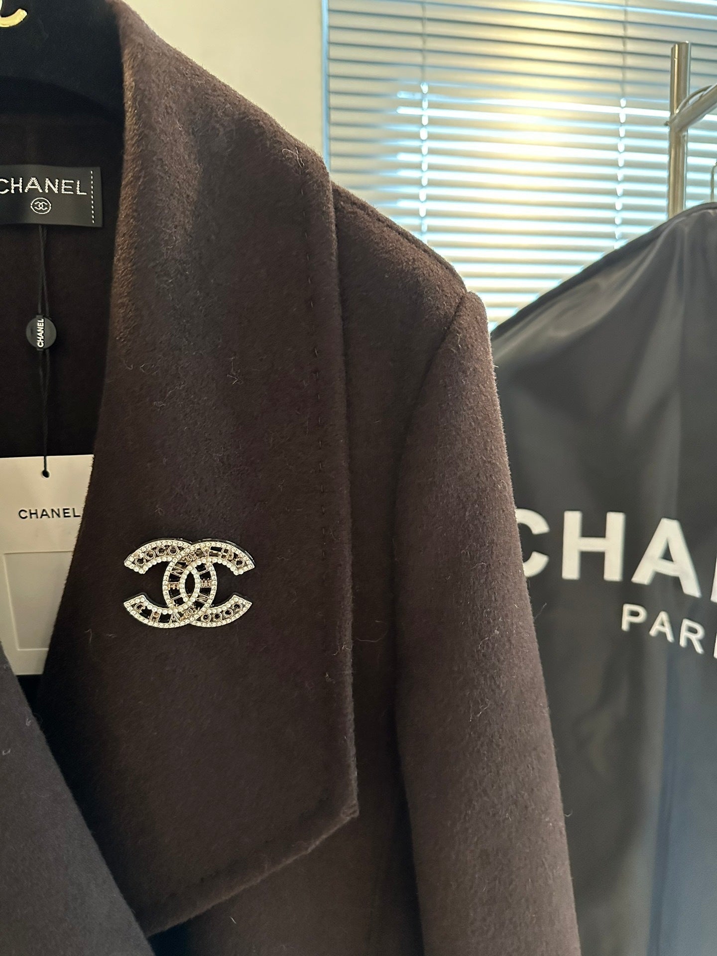 Chanel Dark Brown/Black Wool Double-Breasted Coat