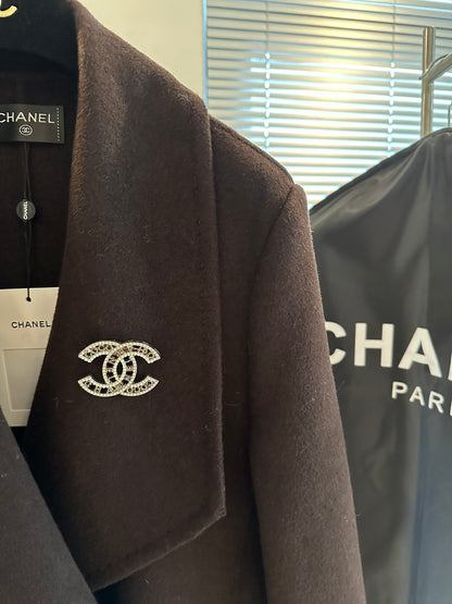Chanel Dark Brown/Black Wool Double-Breasted Coat