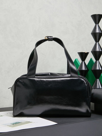 Women’s Black Leather Top-Handle Bag