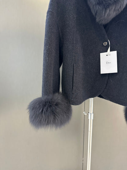 Elegant Fox Fur Coat with Matching Scarf