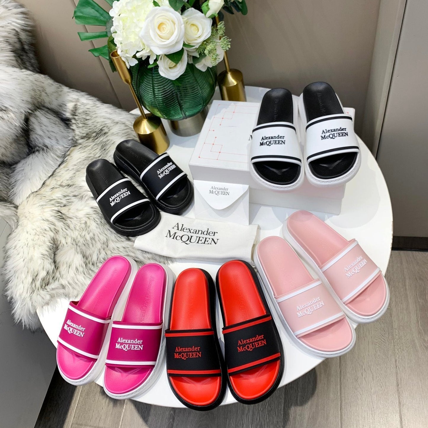 McQueen Classic Pattern Flat Slippers