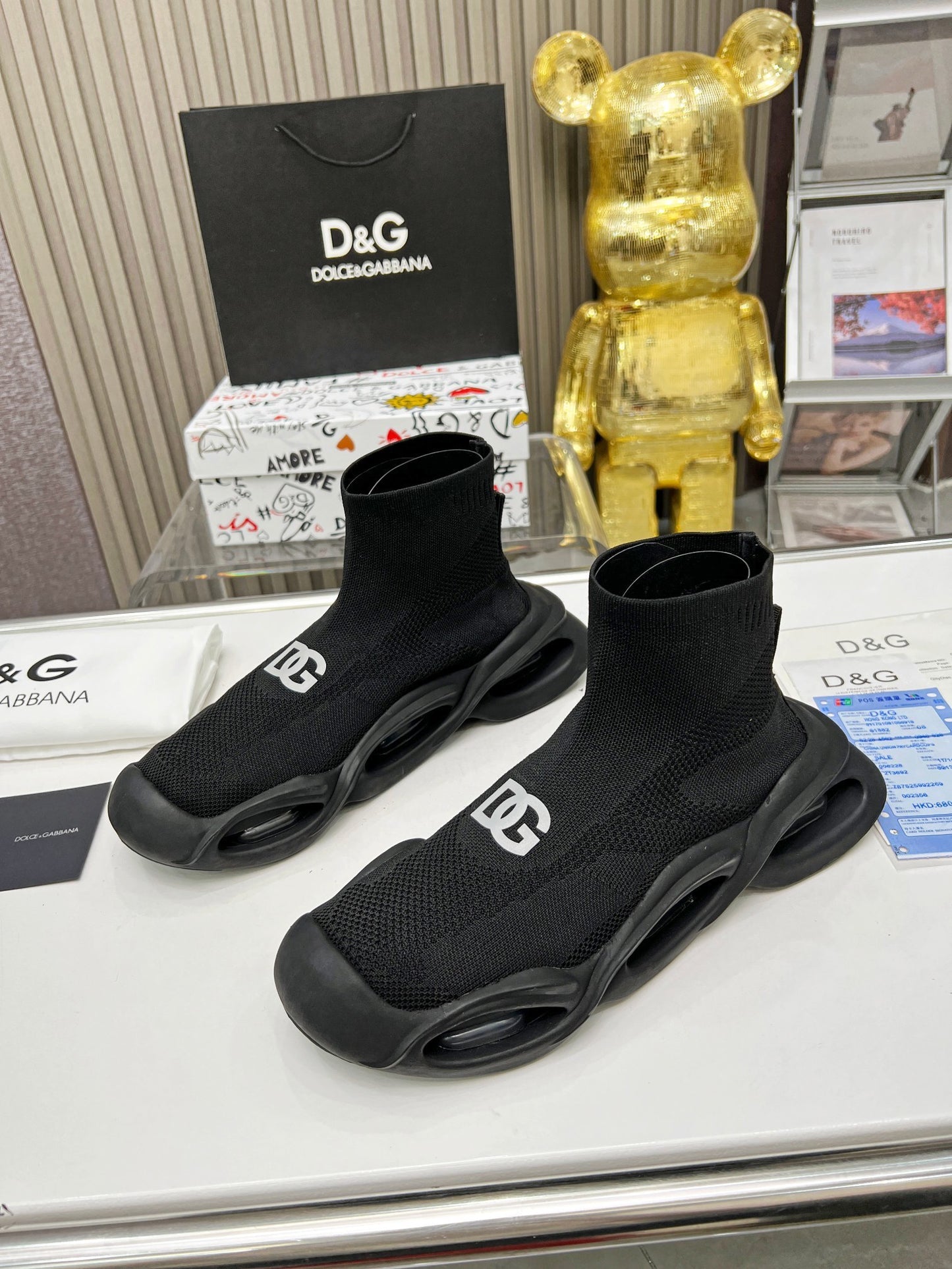 Dolce & Gabbana Wave Series Couple’s Knit Sock Sneakers