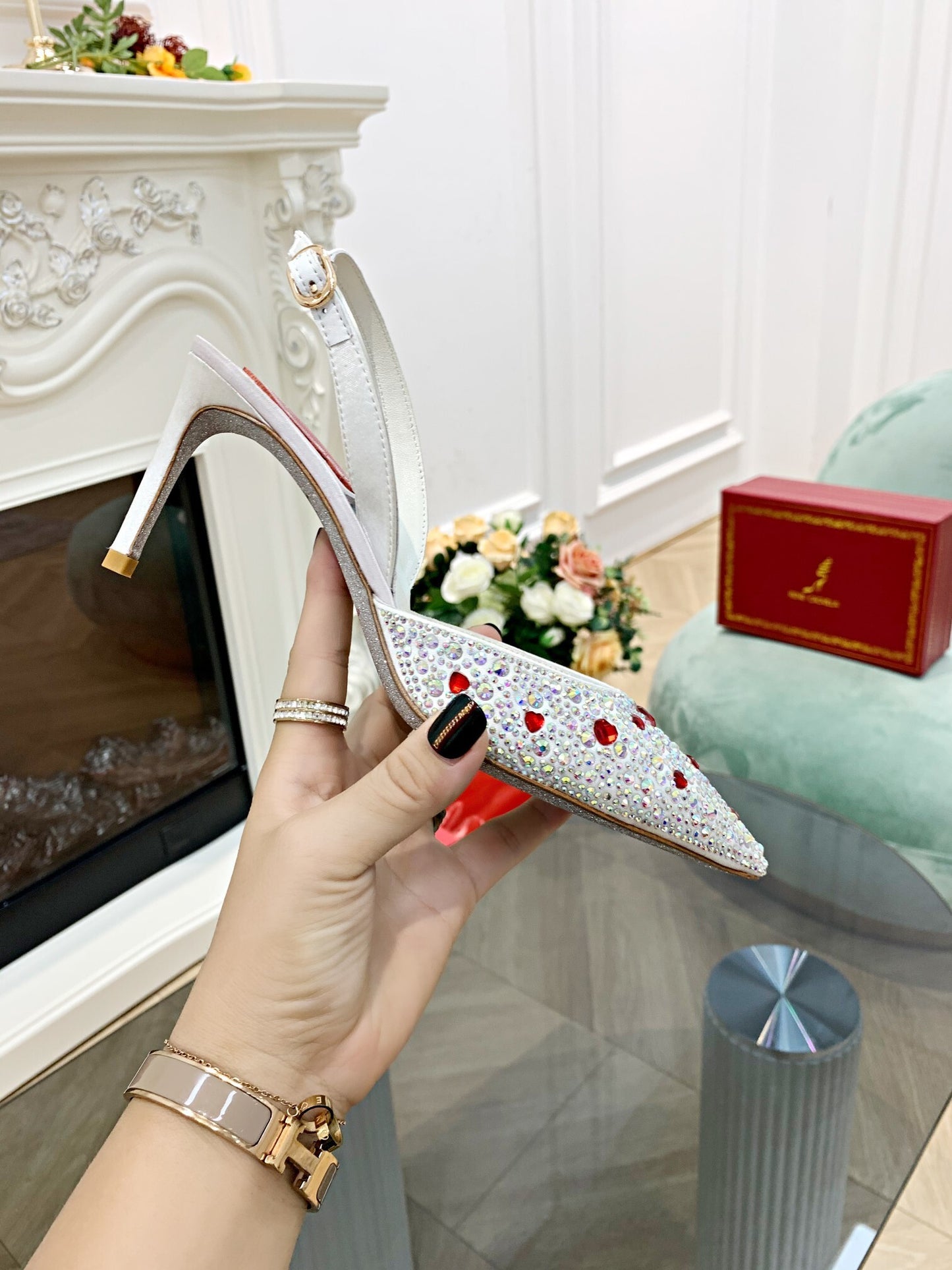 Rene Caovilla RC2021 Crystal High-Heeled Sandals