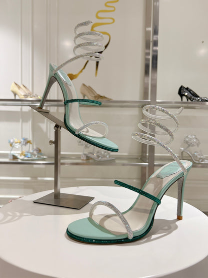 W204 Supreme Edition Rᴇɴᴇ Cᴀᴏᴠɪʟʟᴀ Rhinestone Women’s Stiletto Sandals