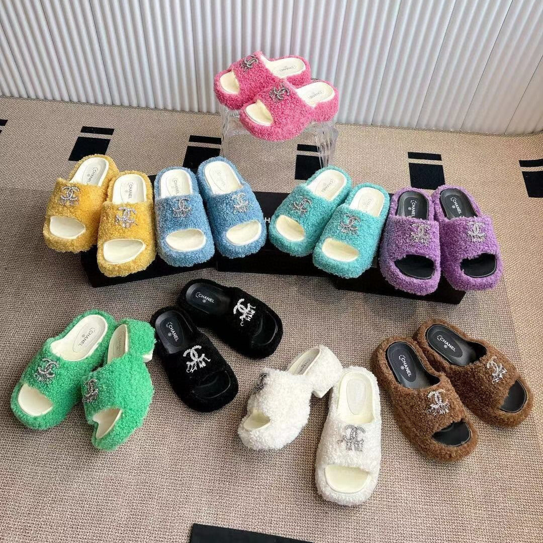 CHANEL 2025 Rhinestone Platform Slingback Sandals